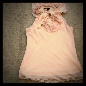 Pink Ruffle and Bow Sleeveless BCX Blouse